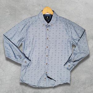 Steel & Jelly Men's Large Long Sleeve Blue Cotton Button-down Casual Shirt